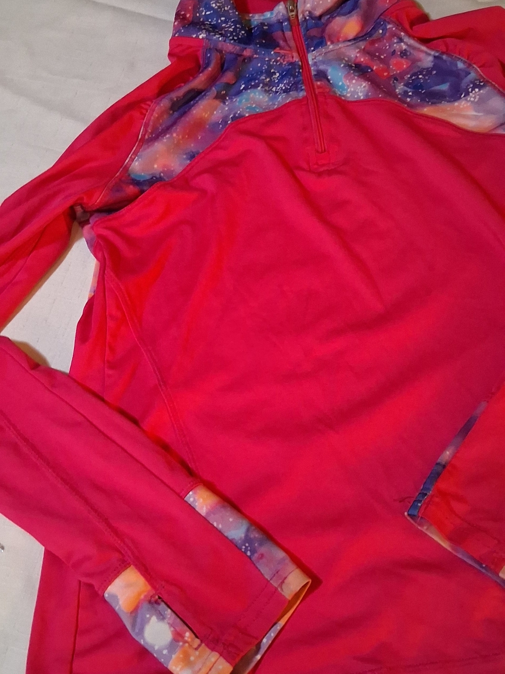 Champion Girls' Pink Quarter-Zip Pullover with Galaxy Print L 260935 Rose Pink
